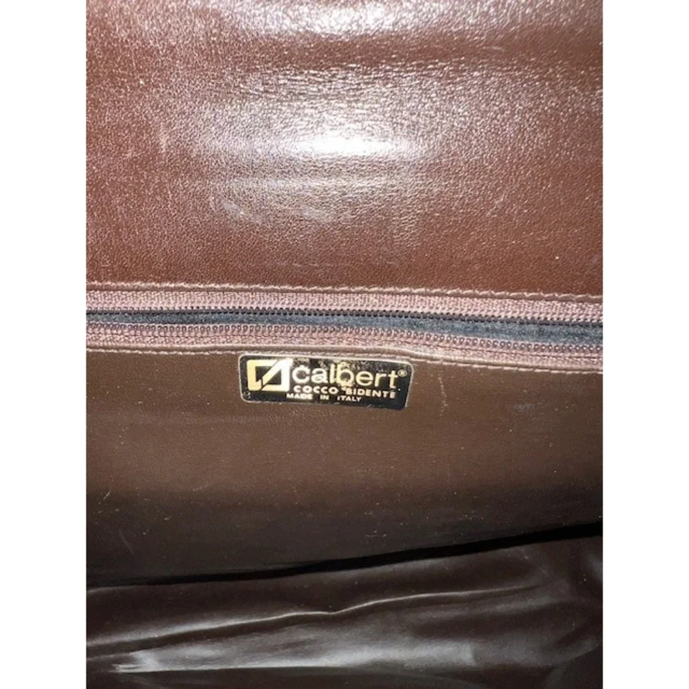Vintage Calbert Italy Crocodile Belly Handbag Brown Cocco Bidente Turnlock FLAW